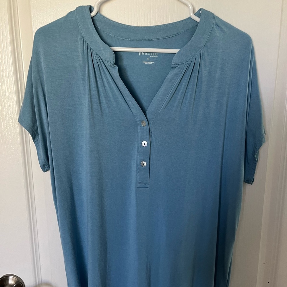 Philosophy Sky Blue V Neck Top